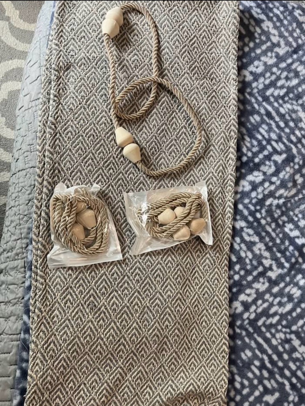 Boho table runner and curtain tie backs